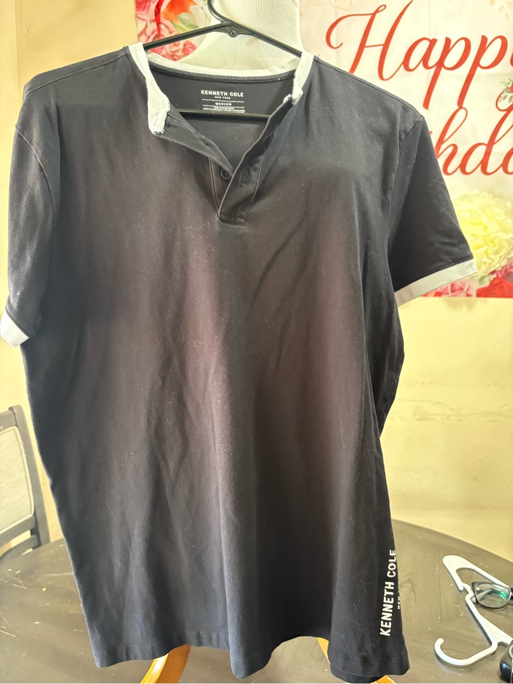 Kenneth Cole Black Polo with White Contrast Trim
